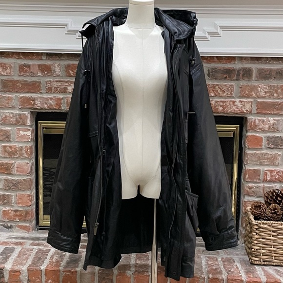 NWOT Wilda 100% leather plus size above-the-knee coat w/faux fur lining / 1X - Picture 6 of 17